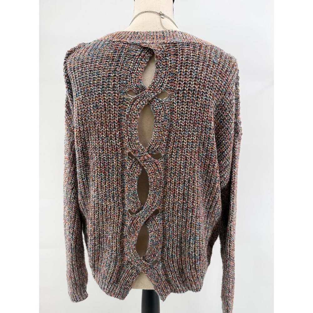 Express Womens XS Multi Color Space Dye Open Lattice Back Knit Sweater - Picture 8 of 8